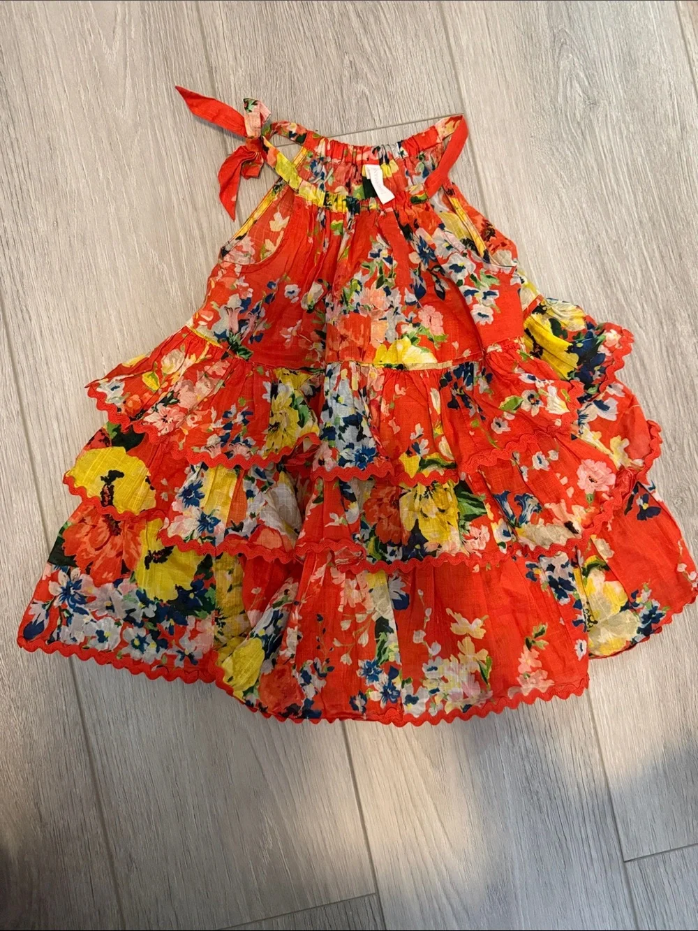 Zimmermann size 2 Red Floral Tiered Sundress